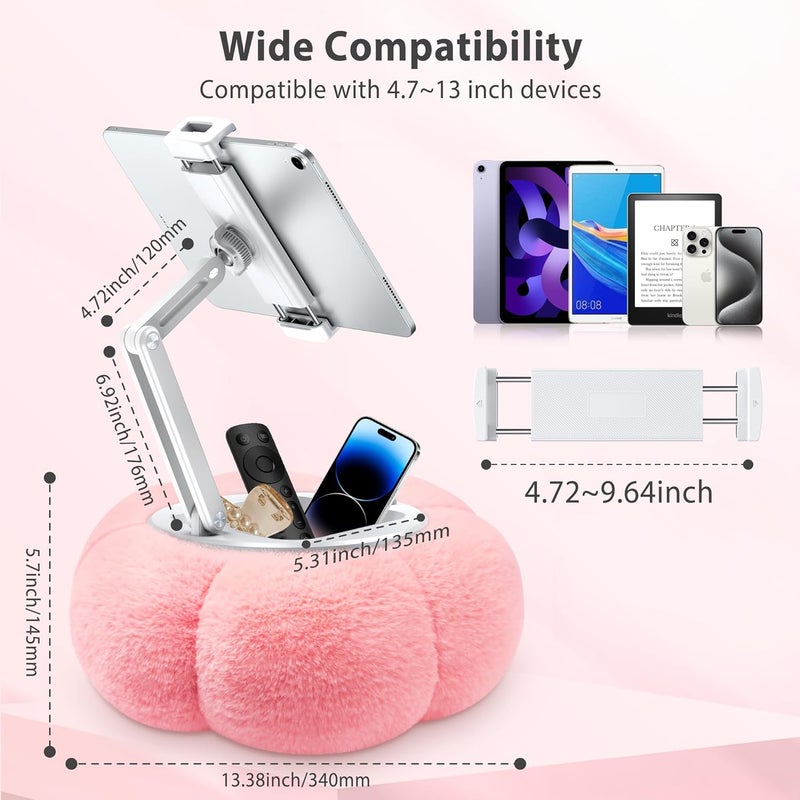 CreaDream Pumpkin Tablet Pillow Stand Holder for Kindle iPad, Adjustable Phone Pillow Stand for Lap Bed with Detachable Snack Bowl, Compatible with 4.7"-13" Tablet, iPad, iPhone, Samsung Tabs, Kindle - Image 4